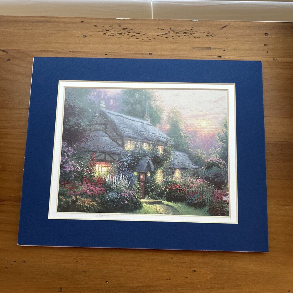 Thomas Kinkade, Julianne’s Cottage Print. 1998, Matted 8‎ X 10 Assumed Reprint